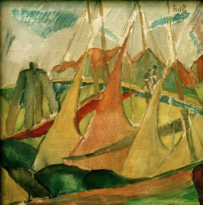 Voiles rouges et jaunes (Voiliers à Cuxhaven) - Alma Del Banco